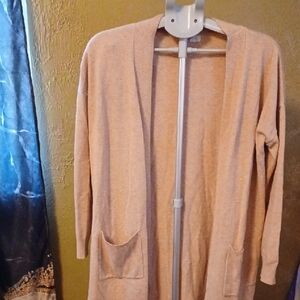 Debut Tan Long Sleeve Open Front Duster Cardigan Size XS